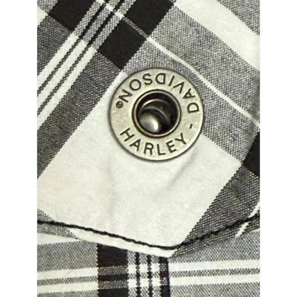 Harley Davidson Mens 3XL Plaid Woven Short Sleeve Shirt - Picture 5 of 10